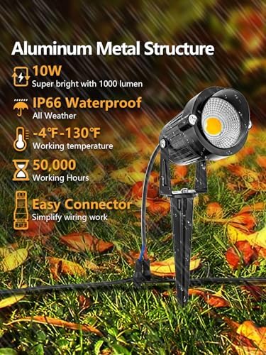 ZUCKEO LED Landscape Lighting Low Voltage Pathway Lights 12V 24V Landscape Light Kit, Outdoor Aluminum Landscape Spotlights Path Lights Waterproof for Garden Yard House Decoration(12Pack) - Image 3