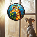 Yellow Giraffe Stained Glass Window Hanging Suncatcher Gifts for Women 9.8" - Image 2