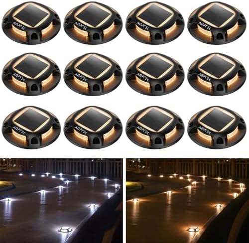 AGPTEK Solar Driveway Lights Outdoor 12 Pack, 2 Color Modes LED Deck Dock by AGPTEK