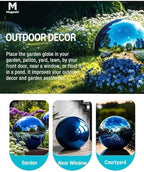 12 Inch Stainless Steel Gazing Ball, Blue Mirror Sphere for Garden Décor - Image 3