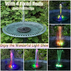 Solar Powered Fountain 4W Bird Bath Fountains Pump Upgraded Glass Panel Fountains with Color LED Lights 7 Nozzles & 4 Fixers for Garden Small Pond Outdoor Swimming Pool Fish Tank - Image 4
