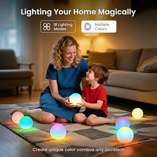 LOFTEK 3-inch Rechargeable LED Ball Lights, Sphere Night Light, 2 Pack - Image 3