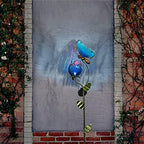 TERESA'S COLLECTIONS Garden Decor Blue Peacock with Solar Outdoor Lights, Glass Yard Art for Outside, Decorative Metal Stake Outdoor Decor for Lawn Decorations, Patio, Gifts for Mothers Day - Image 3
