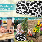 Black White Garden Tool Bag Organizer Heavy Duty Fun Cow Print Farm Animal Gardening Tote Bag with 10 Pockets for Women Men Gardening Gifts - Image 7