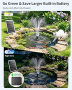 POPOSOAP 12W Solar Fountain Pump Built-in Battery Backup for Birdbath Pond - Image 2