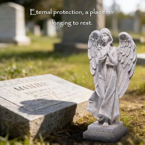 basen Praying Angel Garden Statue, Outdoor Memorial Decor for Cemetery - Image 3