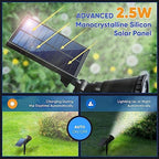 KEV 800 Lumens Solar Spot Lights Outdoor,18 LEDs Solar Flood Lights with 2 Modes &Adjustable &IPX65 Waterproof,Solar Spotlight for Driveway/Backyard/Patio Landscape/Tree/Garage(Cool White, 2 Pack) - Image 3