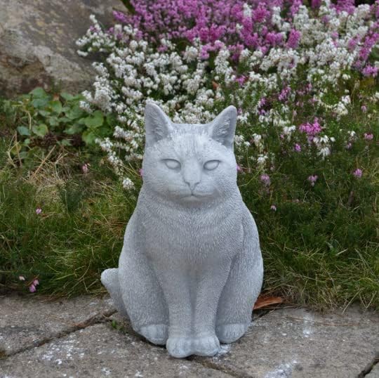 Cat Garden Statue Cat Memorial Indoor Outdoor Sculpture Cement Cat Figurine Kitten Stone Figure Concrete Backyard Lawn Decor by Unknown