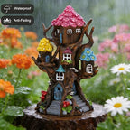 Solar Fairy House 11.8” Tall Fairy Garden House for Outside, Large Fairy Garden Treehouse Accessories Outdoor, Gnome House Garden Statue Fairy Tree House, for Home, Yard, Balcony Decor - Image 5