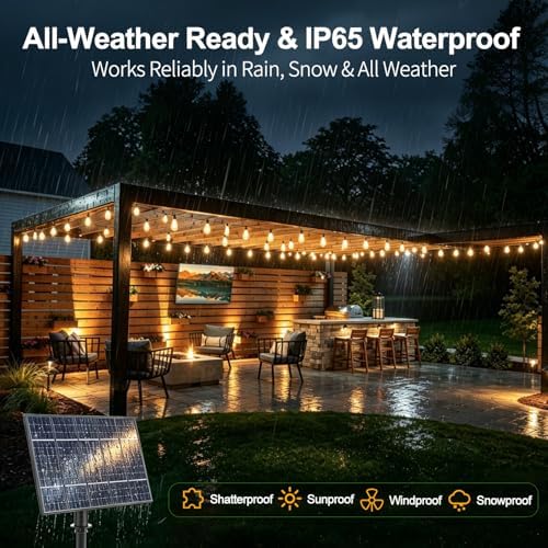 77FT Solar String Lights, Remote & USB Port, Outdoor Waterproof - Image 6