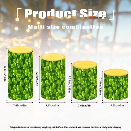 Green Leaves Flameless LED Candles with Remote and Timers Shamrocks Flickering Battery Operated Candles Waterproof Flameless Pillar Lights for St Patricks Day Decoration - Image 3