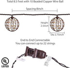 Outdoor Decorative Patio String Lights, Beaded Copper Wire Ball Style Lantern Lights, Connectable Weather-Resistant Indoor Outdoor Novelty Whimsical Light for Home Pergola Bedroom Porch Party Backyard - Image 3