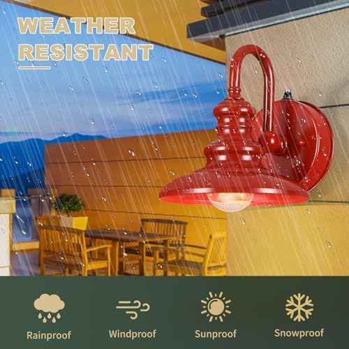 LONEDRUID Dusk to Dawn Sensor Outdoor Gooseneck Barn Light Fixture Red - Image 3