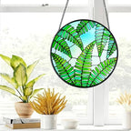 Plant Suncatcher Glass, Stained Glass Suncatcher Plant Window Hanging, Unique Nature Lover Gifts Leaf (Fern) - Image 2