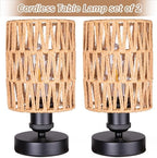 Cordless Rechargeable Outdoor Table Lamps, Battery Operated Table Lamp, Stepless Dimmable for Patio, Living Room, and Bedroom (Bulb Included) - Set of 2 (Beige) - Image 2