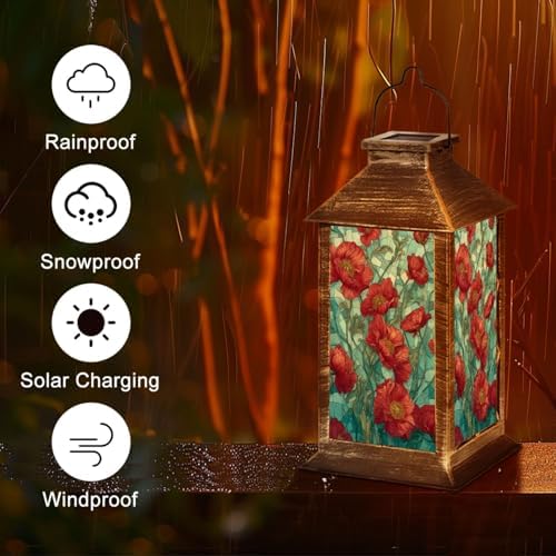 Solar Lantern Composition Flowers Outdoor Waterproof Hanging Solar Light Outside Lights for Patio Yard House Lawn Decor Birthday Gifts for Women Mom - Image 5
