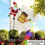 Christmas Solar Kettle Lights Garden Lawn Decorative Lights, Waterproof Hanging Christmas Santa Solar Kettle Light, Watering Can with Cascading Lamp, Stake for Garden Decor (B Rainbow, 2 Pcs) - Image 3