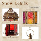 Retisee 2 Pcs 6.7 Inch Moroccan Lantern Decorative Hanging Indoor & Outdoor, Vintage Metal Candle Lantern Holder, Mini Candle Holder, for Table, Patio, Porch, Shelf, Ramadan Eid Ul Fitr Home Decor - Image 3