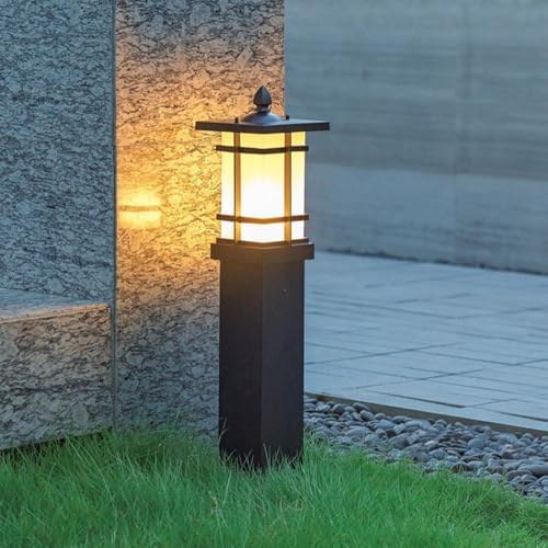 MADISH Outdoor Landscape Path Light Modern Black Waterproof Bollard Light Outside Housing Pathway Light Aluminum Walkway Lighting Hardwired E26 Sideway Post Pole Lighting Patio Porch Exterior Lawn Flo - Image 4