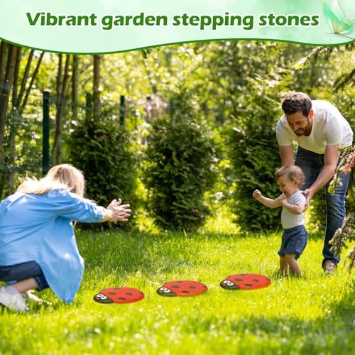 Landical 3 Pcs Stepping Stones, Walkway Decorative Stone, Ladybug - Image 6