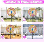 Wind Spinner Kinetic Wind Sculpture, 23.4" W x 79.3" H Large Metal Outdoor Windmill with 5‑Prong Stable Base, 360° Rotatable 2‑Blade Wind Catcher Yard Art Decor for Patio Lawn Garden Backyard - Image 7