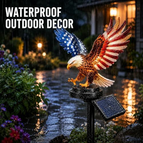 Solar Eagle Garden Light, Waterproof Patriotic LED Yard Decor 4th of July - Image 4