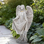 basen Angel Garden Statue Outdoor, Memorial Angel Figurine for Grave Yard Lawn, Resin Praying Angel Sculpture for Cemetery Decoration, Sympathy Gift, Spiritual Garden Decor - Image 3