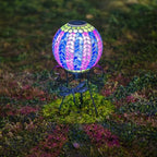 Starsoul Solar Gazing Ball, 10" Vibrant Purple Mosaic Gazing Balls with Stand, Glass Garden Globes for Outdoor Lawn Yard Patio Decor - Image 2