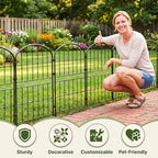 KIMAZO 32.5in (H) x 10ft (L) Tall Decorative Garden Fence - 7 Pack Garden Fencing, Rustproof Metal Wire Panel Border Animal Barrier for Dog, Flower Edging for Yard Landscape Patio Outdoor Decor - Image 6