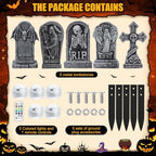 Aurelema 5 Pcs 17" Metal Halloween Tombstones with Light Decoration Outdoor - Image 3
