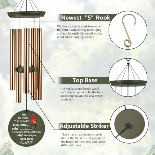 Personalized Memorial Wind Chimes, Sympathy Gifts for Loss of Loved One - Image 4