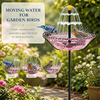 Solar Fountain for Bird Bath Outside, Water Fountain with Stake Stand to Attract Birds for Garden, Patio & Yard - Image 3