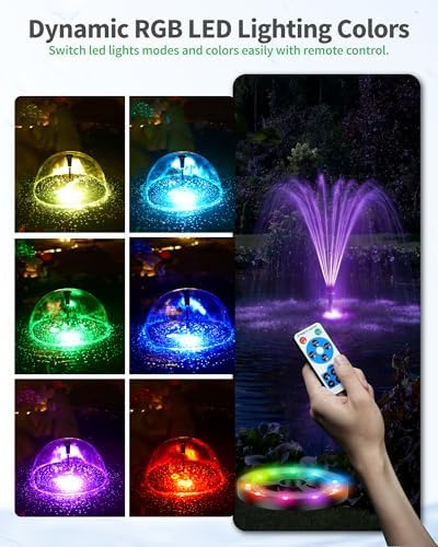 POPOSOAP Pond Pump with LED Lights, 660GPH Submersible Pump RGB Pond Filter System with Adjustable Height & Water Flow for Garden Pond Fish Tank Day & Night Pond Decoration -P1104D - Image 2