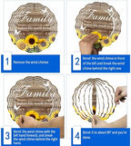 Yellow Sunflowers Wind Spinners Outdoor Family Brown Wood Striped Countryside 3D Stainless Steel Wind Spinner for Yard Kinetic Sculpture Hanging Spinning Ornament for Garden Patio Porch 12 Inch - Image 7