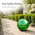 Gazing Ball Garden Mirror Outdoor - 8 Inch Outside Decorative Globe, Green - Image 5