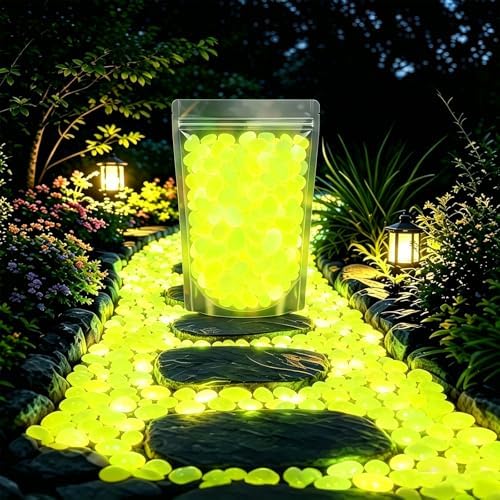 2026 Colorful Glow-in-the-Dark Garden Stones, Luminous Pebbles for Walkways & Aquariums, Rainbow Glow Rocks Outdoor Decor, Nighttime Stepping Stone Fillers, Patio Landscape Lighting (B,600) by Unknown