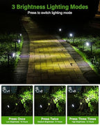 Solar Spotlights Outdoor Waterproof IP65, 3 Lighting Modes Outdoor Solar Spot Lights for Yard Pathway Landscape, Cold White, 2 Pack - Image 3