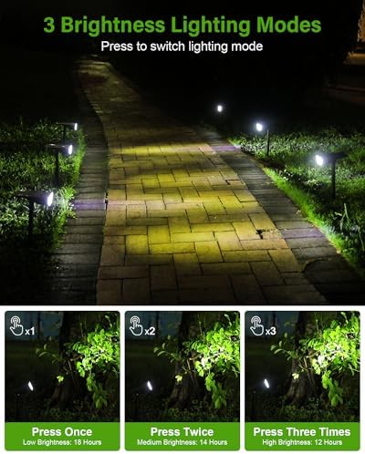 Solar Spotlights Outdoor Waterproof IP65, 3 Lighting Modes Outdoor Solar Spot Lights for Yard Pathway Landscape, Cold White, 2 Pack - Image 3
