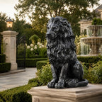 20.7" Black Lion Statue Outdoor Decor, Resin Sitting Lion Sculpture, Majestic Guardian Animal Figurine for Garden, Patio, Porch, Entryway, Courtyard, Lawn & Indoor Home Decoration by Unknown