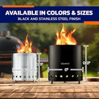 CAMPIOR Wood Burning Fire Pit Stove with Black Exterior - Smokeless Outdoor Stove for Efficient Wood Fires, Camping, and Gatherings, Stainless Steel with Removable Ash Pan, Stand and Carry Bag - Image 7