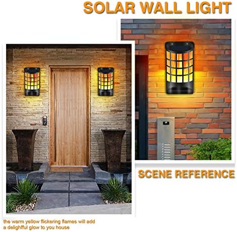 Aityvert Solar Flame Lights Outdoor, Waterproof Flickering Flame Solar Lights Dark Sensor Auto On/Off 66 LED Solar Powered Wall Mounted Night Lights Lattice Design for Patio Deck Driveway - Image 2