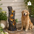 Outdoor Tree Stump Water Fountain with LED Lights Cascading Waterfall - Image 2