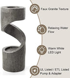 Glitzhome Outdoor Fountain with LED Light, Spiral Water Fountain Outdoor with Stone Planter, Modern Curved Waterfall Fountains Water Feature for Garden Patio, 31.3”H - Image 3