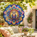 Shwing 12 Inch Wind Spinner Colorful Owl Mandala Hanging Decor Vibrant Boho Metal Ornament Outdoor Kinetic Garden Art 3D Wind Spinner for Patio Porch Balcony Backyard Decoration by Unknown