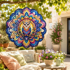 Shwing 12 Inch Wind Spinner Colorful Owl Mandala Hanging Decor Vibrant Boho Metal Ornament Outdoor Kinetic Garden Art 3D Wind Spinner for Patio Porch Balcony Backyard Decoration by Unknown