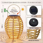 VIHOSE 6 Pack Solar Lantern Outdoor Waterproof Rattan, Oval - Image 3