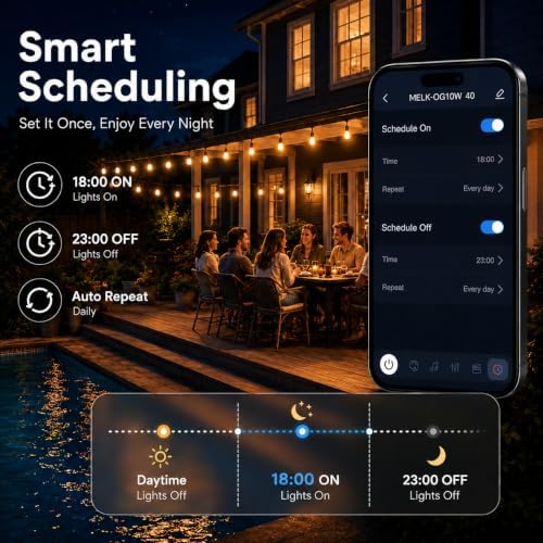 Outdoor String Lights for Patio,50FT RGBW App Remote,20 Bulbs - Image 3