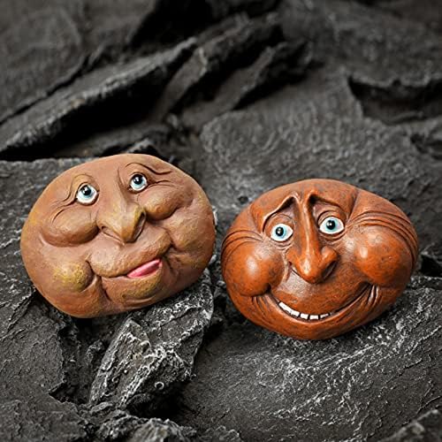 outdoor statues for Garden, front porch Garden Ornaments Outdoor Funny Rock Face Stone Smiley Statue Stone Creative Garden Statue Perfect Ornament For Indoor Outdoor Garden Porch Patio ( Color : #2 ) - Image 4