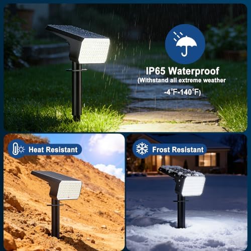 LANSOW Solar Spot Lights Outdoor Waterproof IP65, (2 Pack/90 LED/4 Modes) Solar Landscape Spotlights, 2-in-1 Solar Powered Flood Lights for Yard Garden Pathway Outside Tree, Auto ON/Off(Cool White) - Image 4