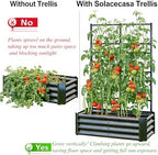 Galvanized Raised Garden Bed with Trellis for Outdoor Climbing Plants Black - Image 7